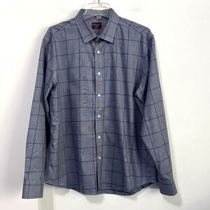 UNTUCKit Mens Shirt XL Blue Ortman WF Check‎ Long Sleeve Button Front Work Plaid